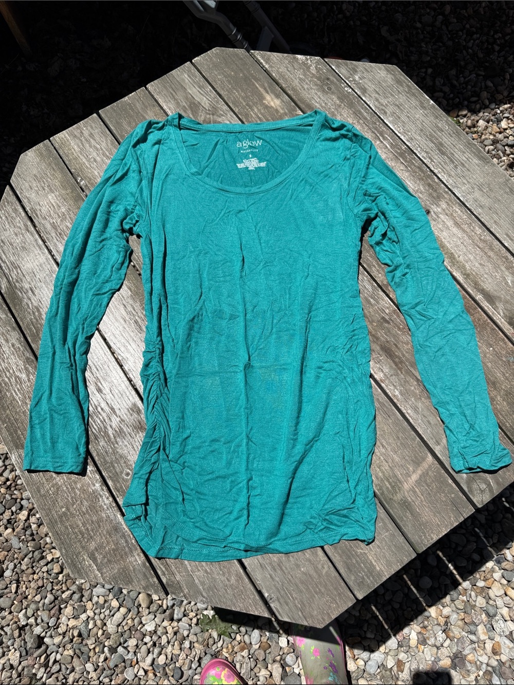 a:glow Maternity Teal Scoop Neck Long Sleeve Top